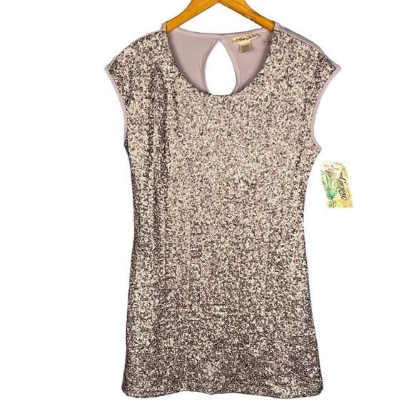 NWT Belle Du Jour Grey and Silver Sequin Mini Dress Size M - Picture 1 of 7